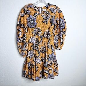 Corey Lynn Calter Dress Women Small Floral Mini Puff Sleeve Orange  E